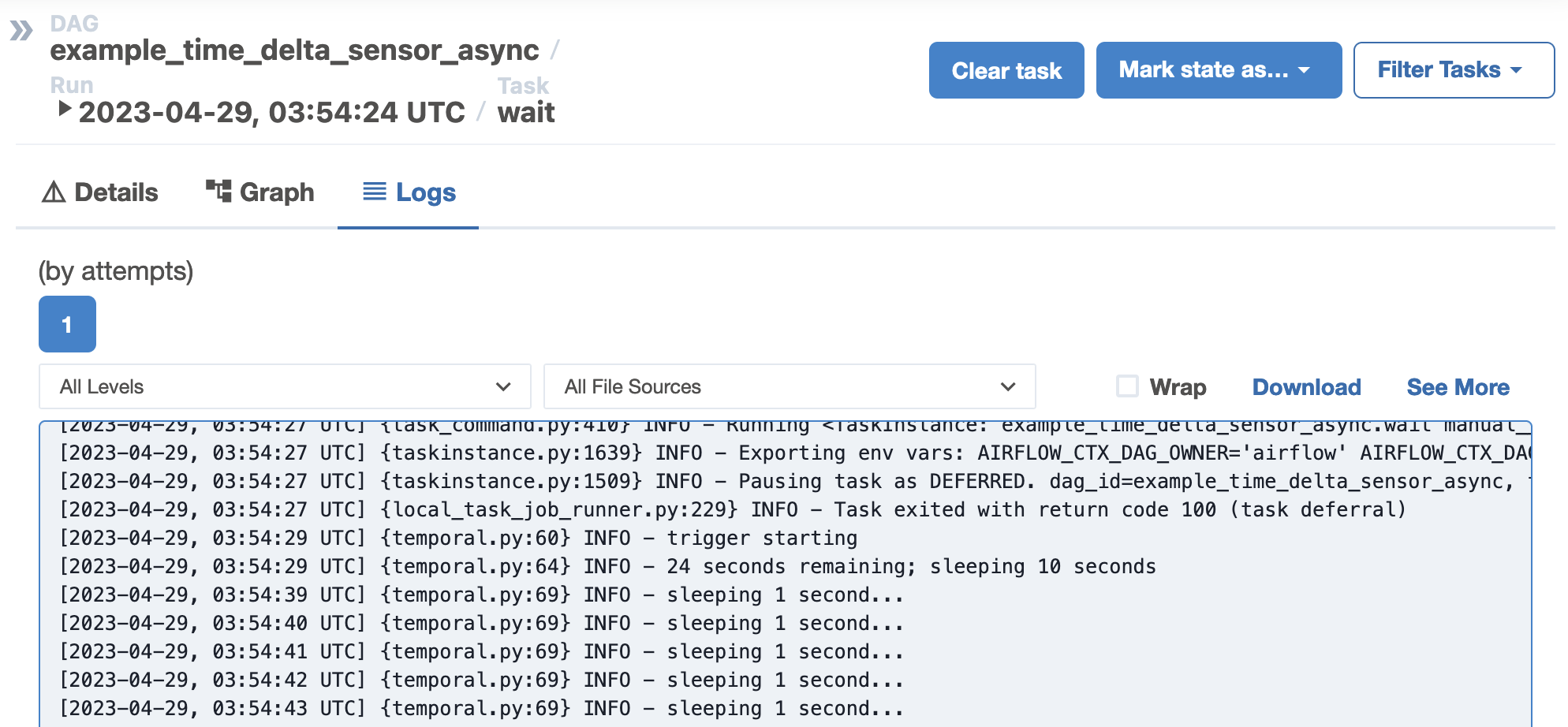 Trigger logs shown in task log