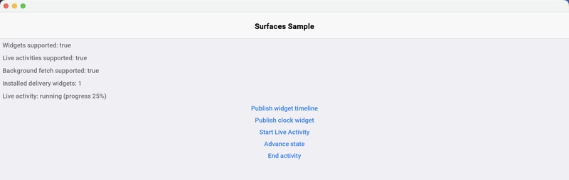 The Surfaces sample application