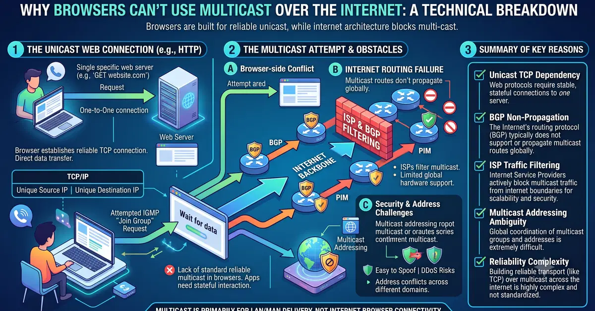 Why Your Browser Can't Use Multicast (And What Would Have to Change)