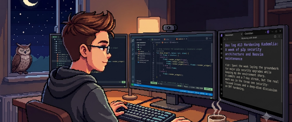 Cover image for Dev log #13 Hardening Kademlia: A week of p2p security architecture and Neovim maintenance