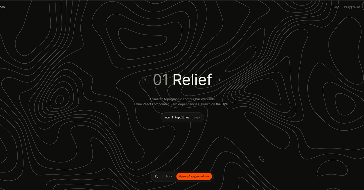 I built topolines, an animated topographic contour background for React