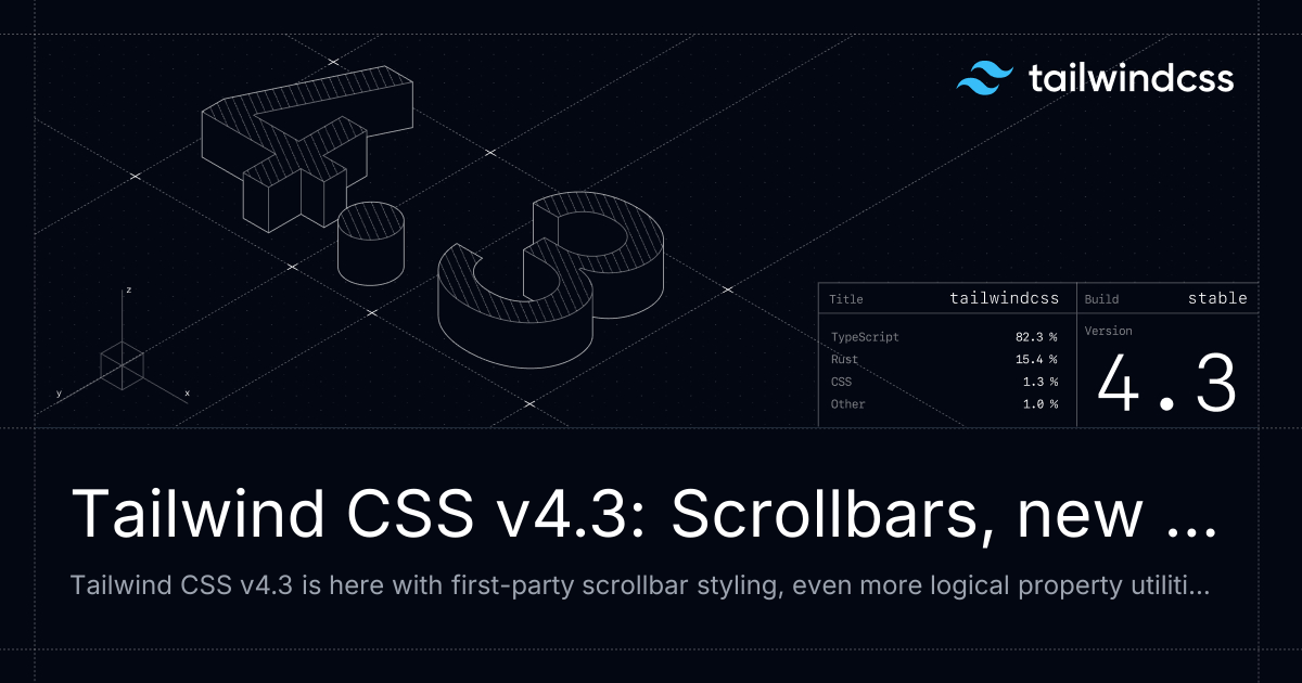 Tailwind CSS v4.3: Scrollbars, new colors, and more
