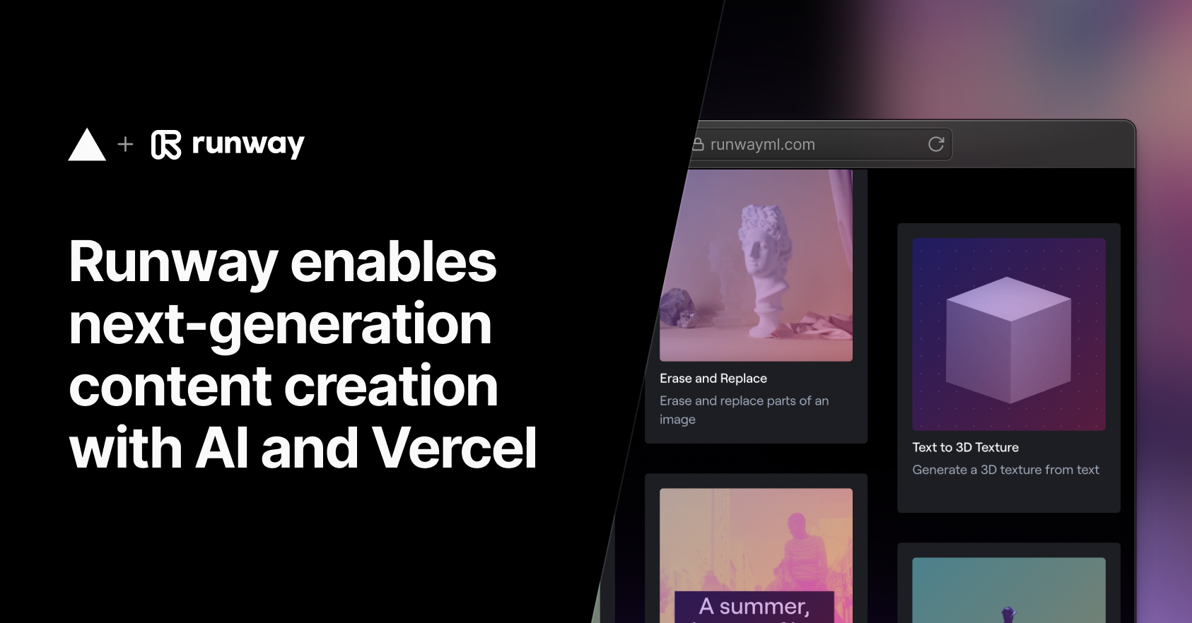 Runway enables next-generation content creation with AI and Vercel