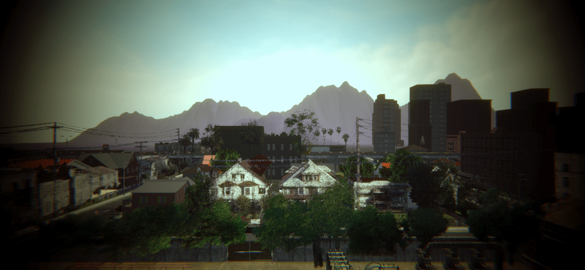VR experience Gone to Water showing a small town. Created by Love Death Design