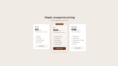 Pricing cards: after