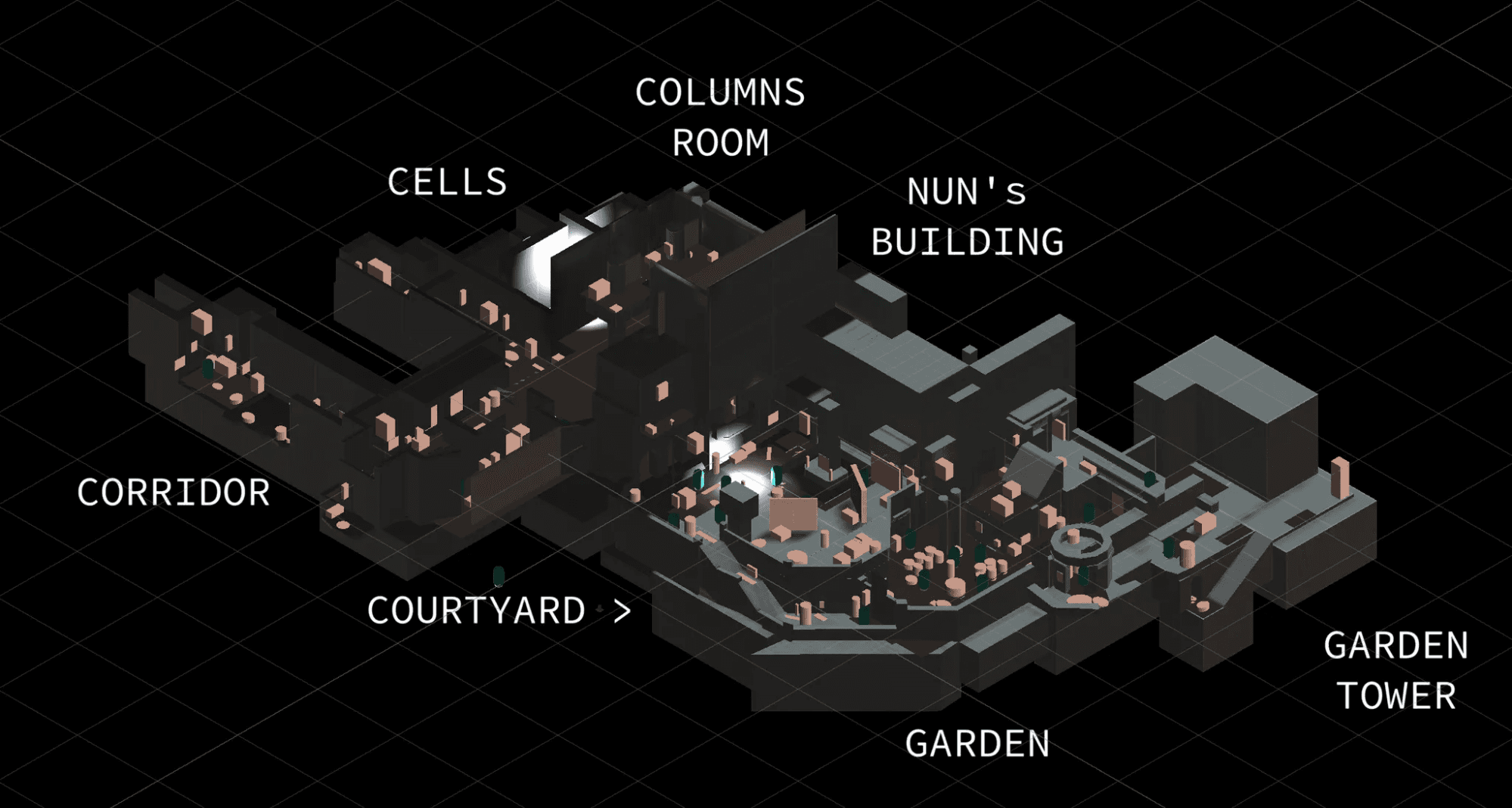 View of the underlying 3D scene in The Stone of Madness by The Game Kitchen – Made With Unity
