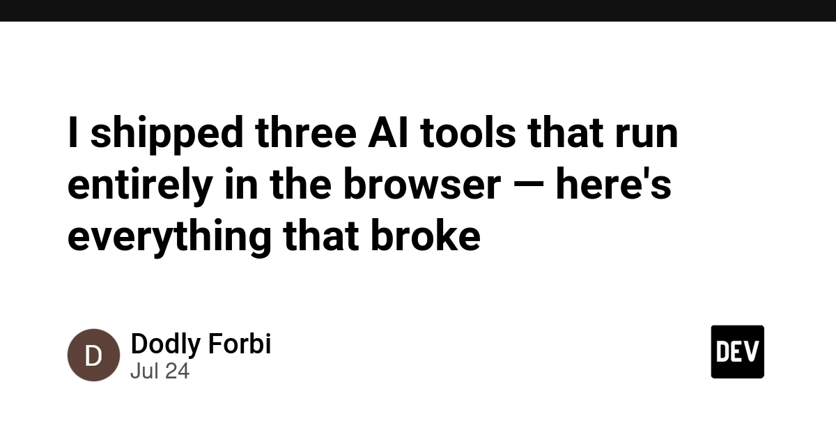 I shipped three AI tools that run entirely in the browser — here's everything that broke
