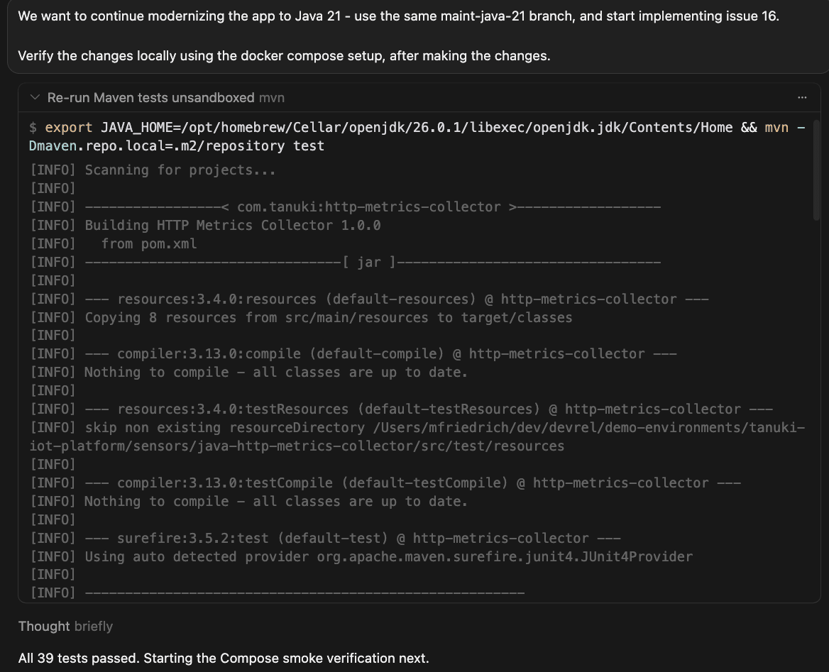 Cursor running local Maven tests