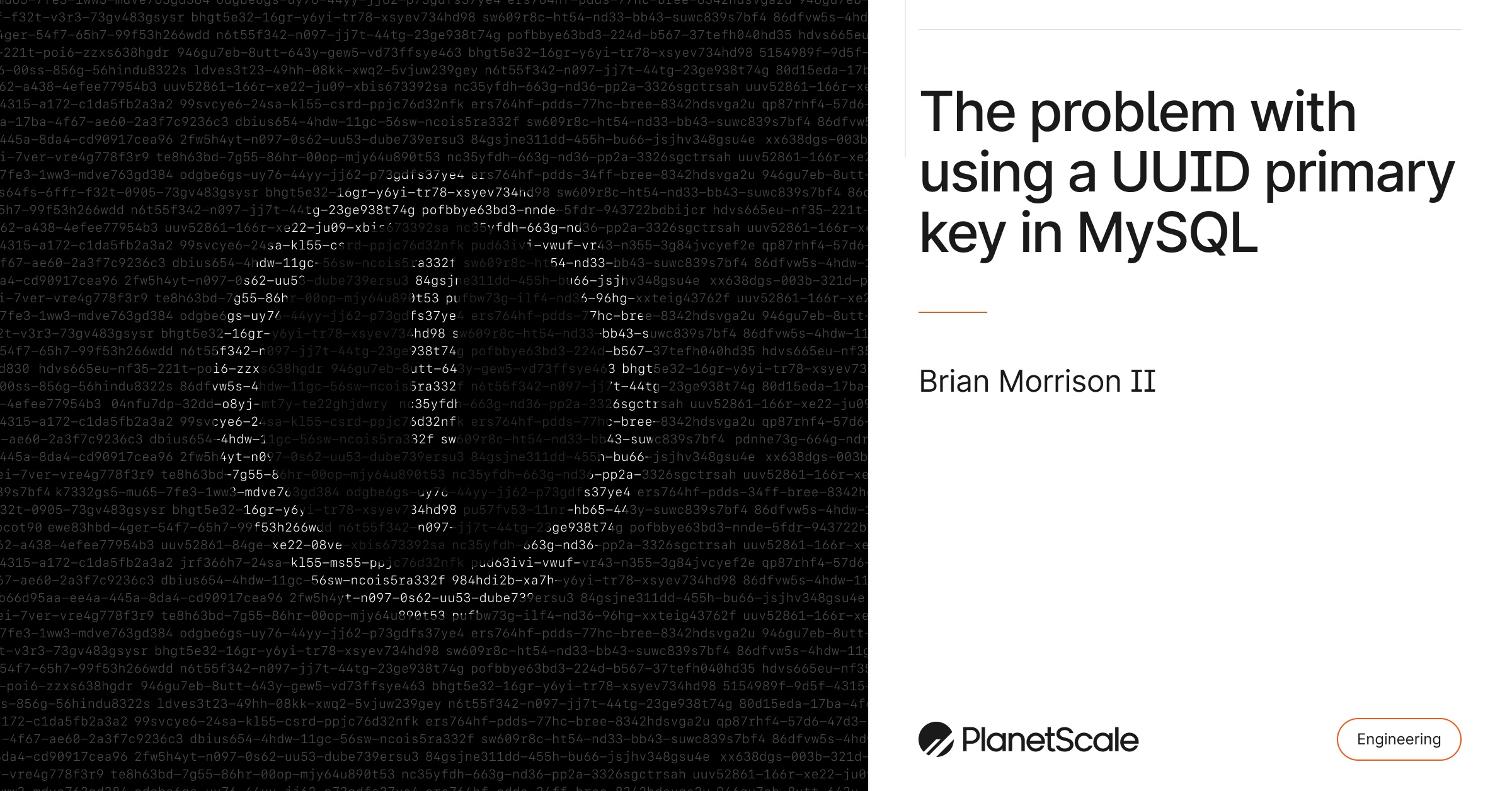 The Problem with Using a UUID Primary Key in MySQL