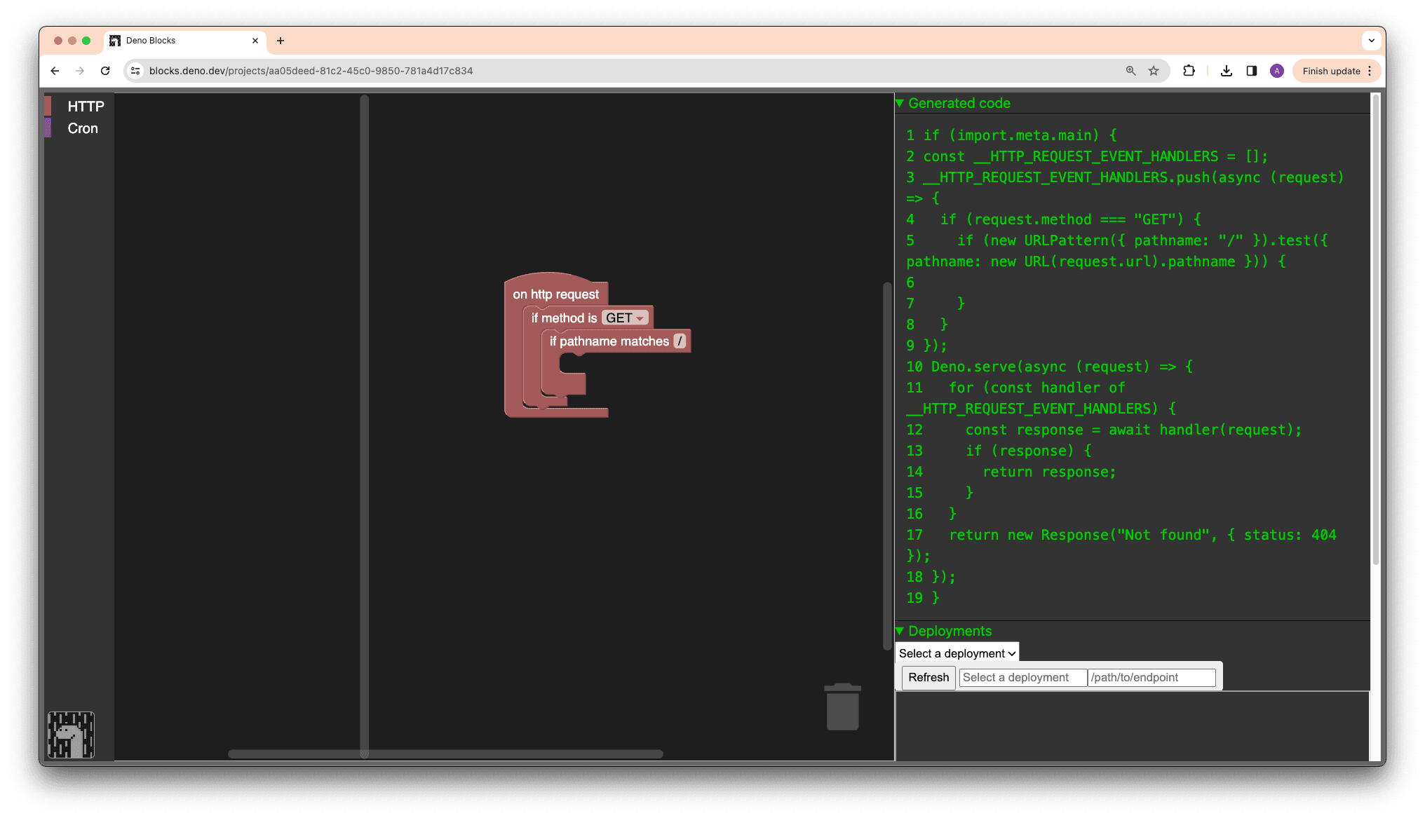 screenshot of Deno Blocks