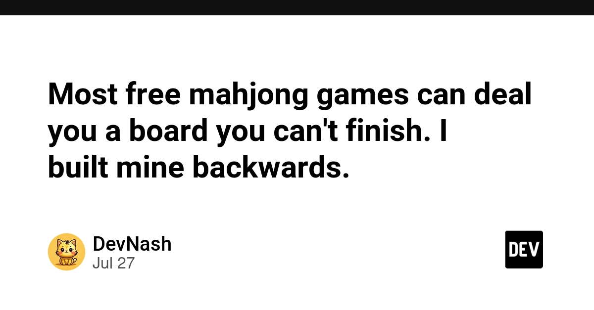 Most free mahjong games can deal you a board you can't finish. I built mine backwards.