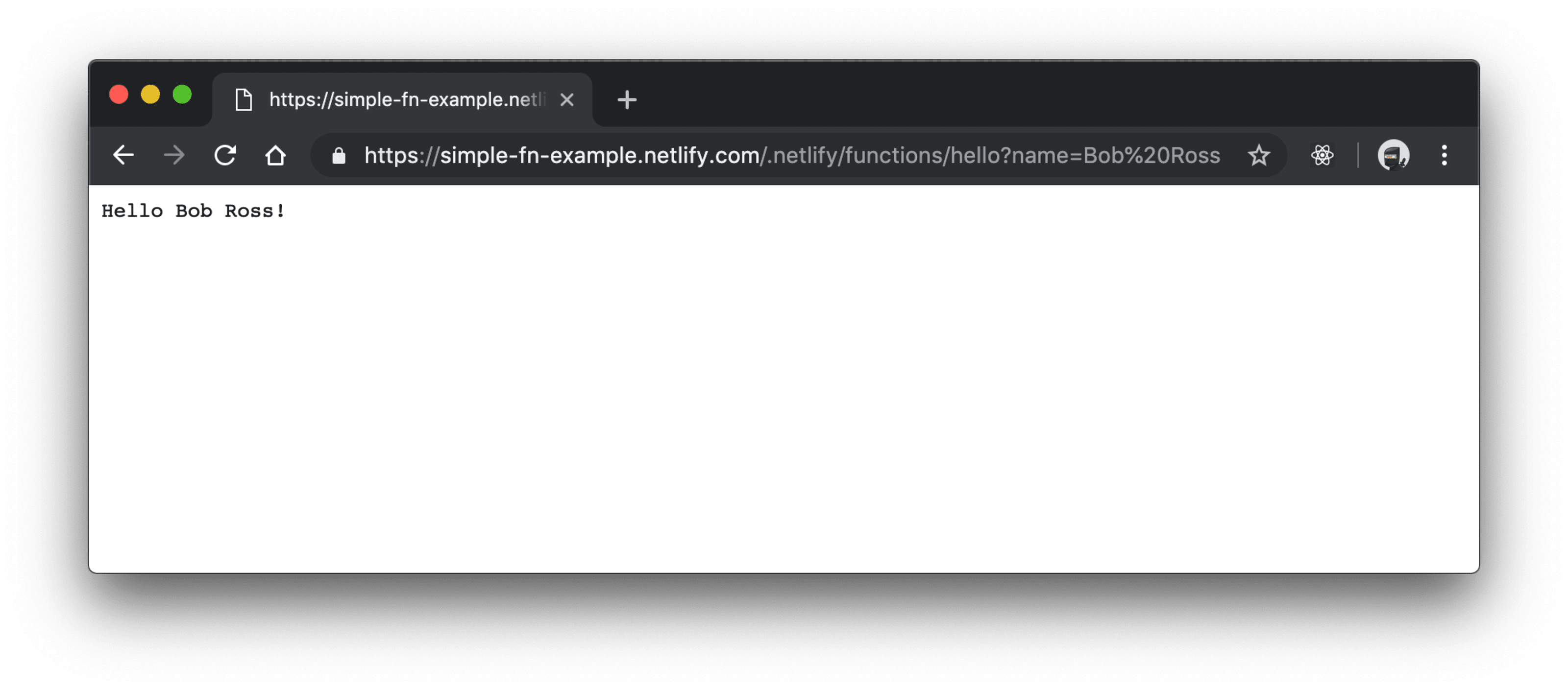 Function output saying Hello Bob Ross