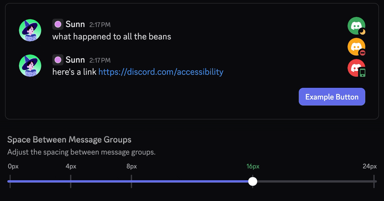 Message Spacing Slider demonstration.