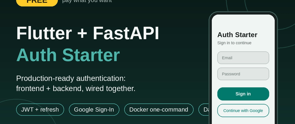 Cover image for I built a free full-stack auth starter so you can skip "auth week" (Flutter + FastAPI)