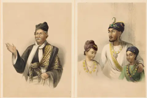 DAG On the left, Eden portrays the Christian convert Anand Masseh, a teacher. On the right, King Fateh Prakash is shown with his sons in traditional dress and jewellery. Together, the portraits reflect Eden's fascination with the diverse people she encountered across northern India.