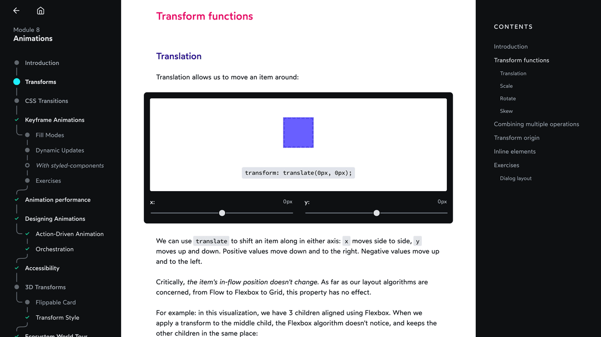 Screenshot of this lesson within a course platform, showing a list of related lessons.