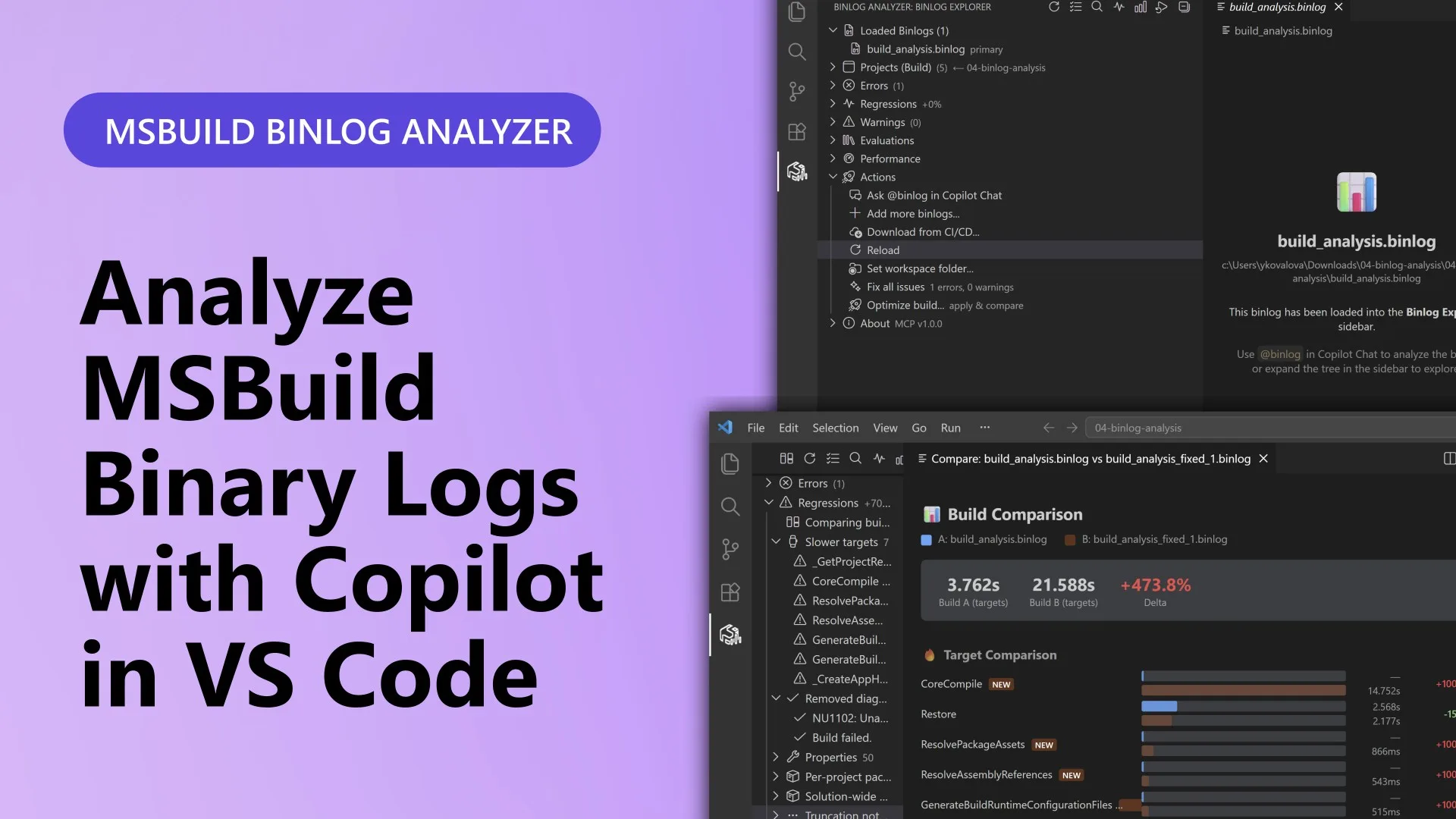 Analyze MSBuild Binary Logs with Copilot in VS Code