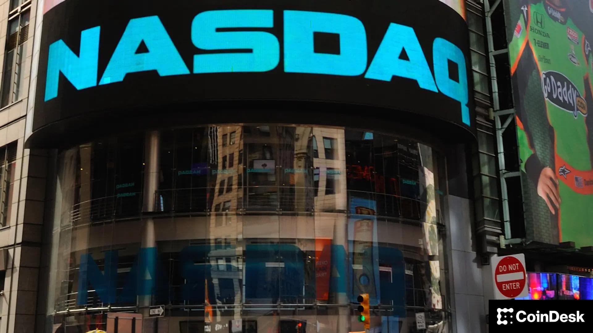 Nasdaq sign on a building (CoinDesk Archives)