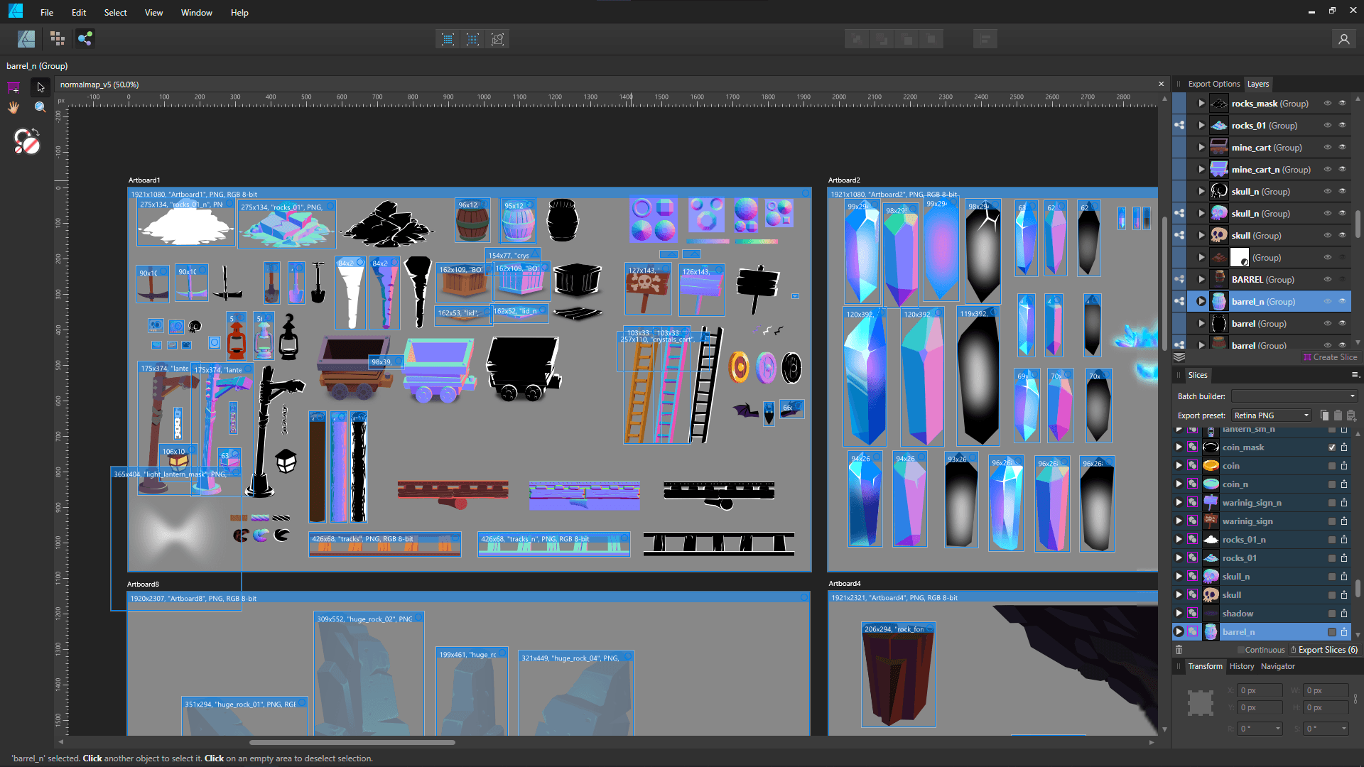 Screenshot of editor with game art/objects.