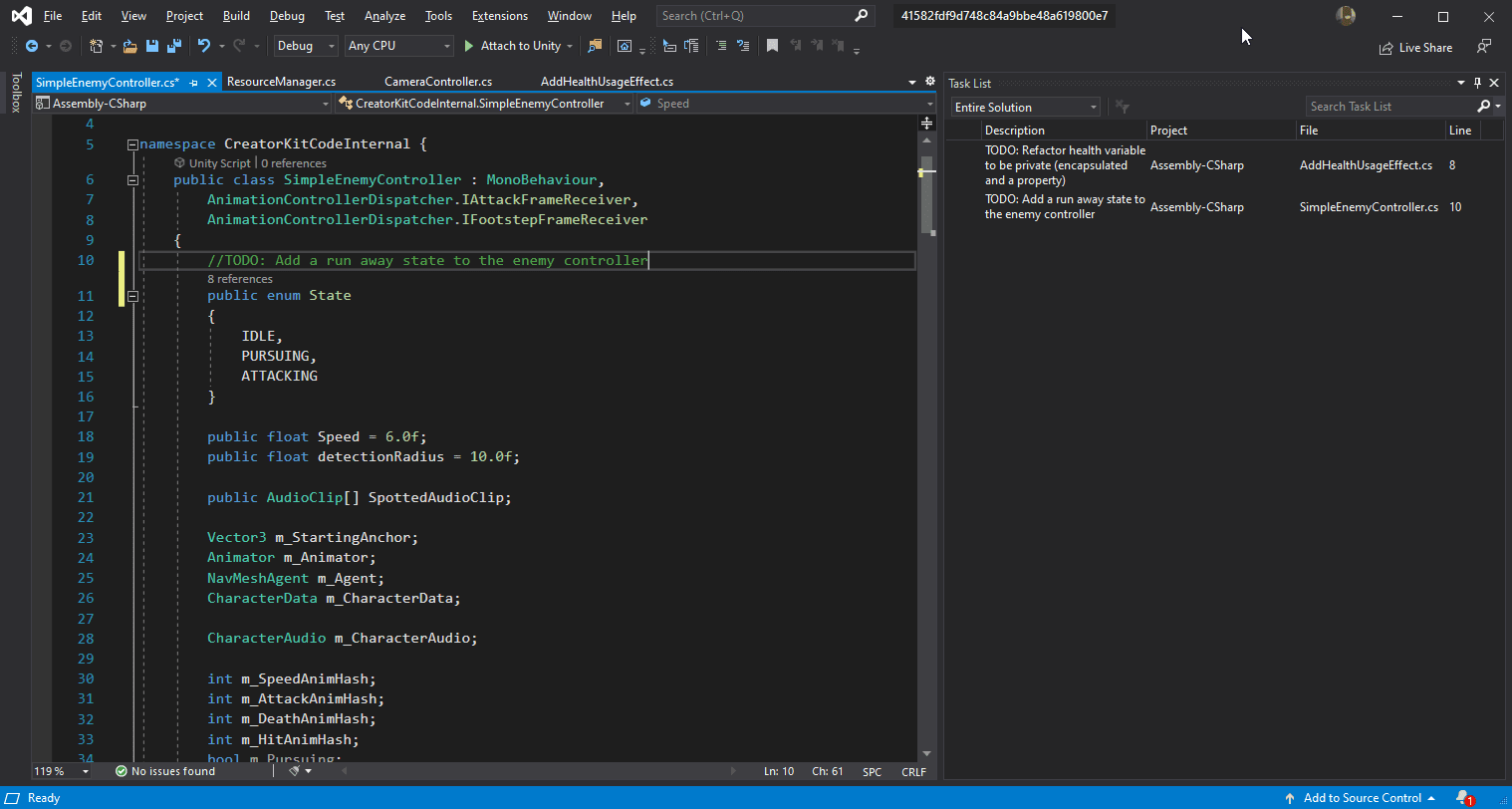 Leverage the task list in Visual Studio