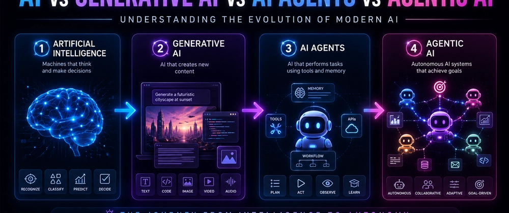 Cover image for AI vs Generative AI vs AI Agents vs Agentic AI