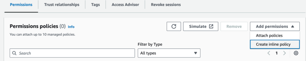 AWS IAM - Create inline policy