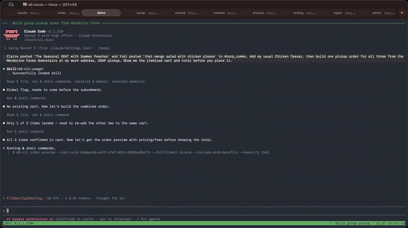 The DoorDash "dd-cli" in action