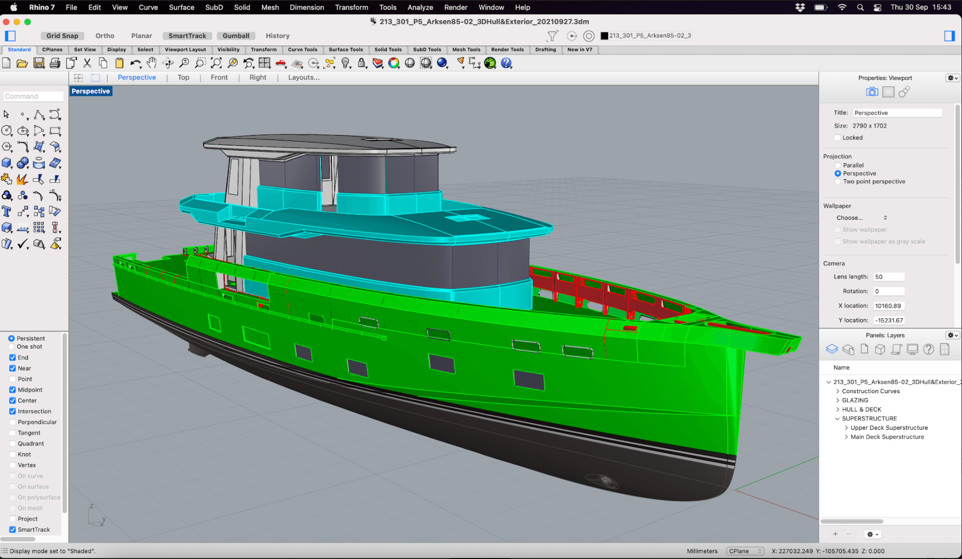 Building the configurator in Unity Forma, the process starts with the original CAD data, exported from Rhinoceros 3D.