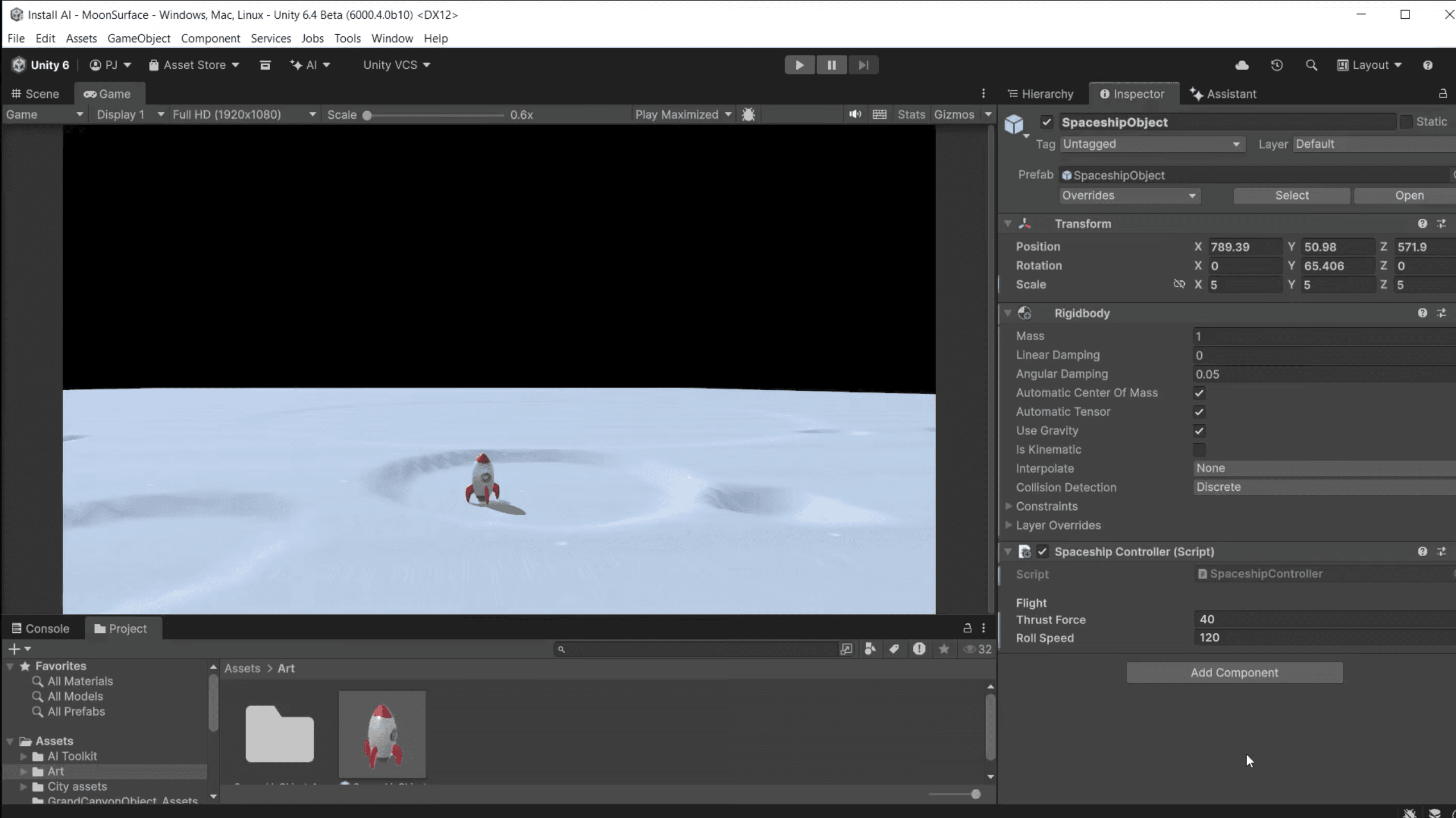 View in the Unity Editor of a Unity AI Agent making changes to a scene based on instructions from an LLM connected through MCP Server.