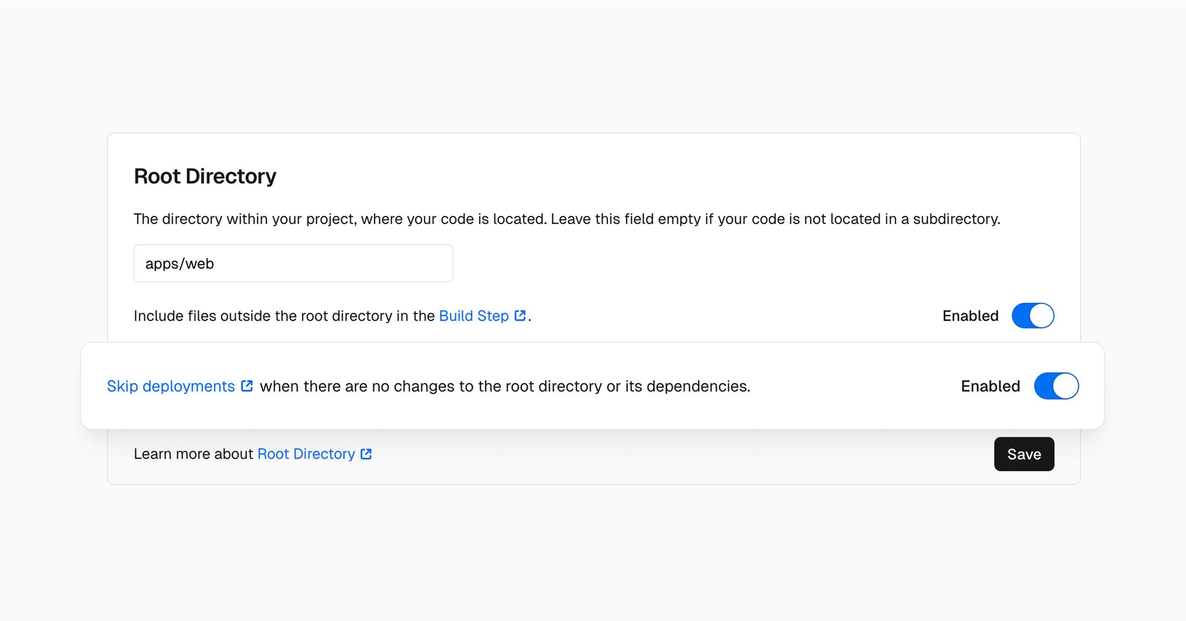 New monorepo projects now skip builds with unchanged code by default