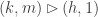 (k,m)\rhd(h,1)