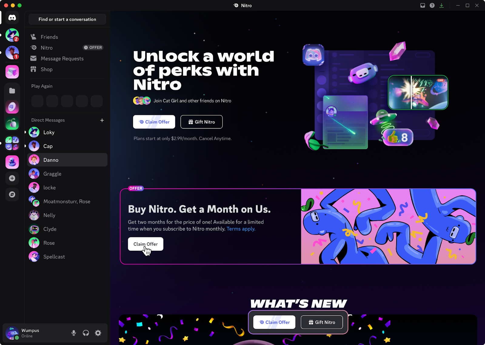 The Nitro page on the desktop app showing the promo.