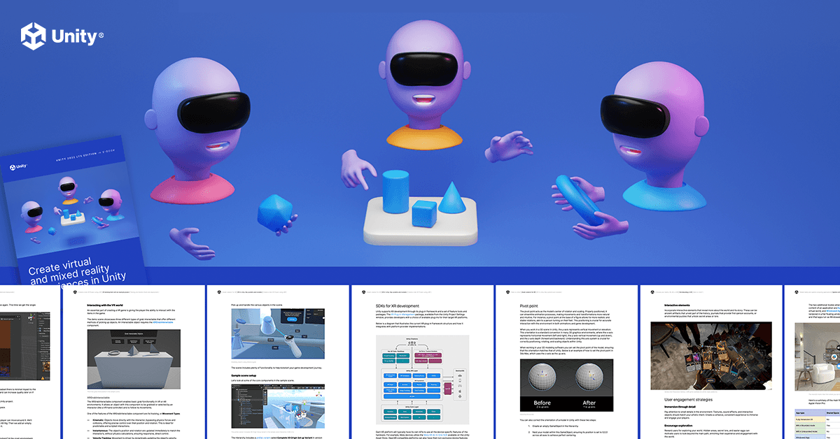A preview of the “Create virtual and mixed reality experiences” in Unity e-book