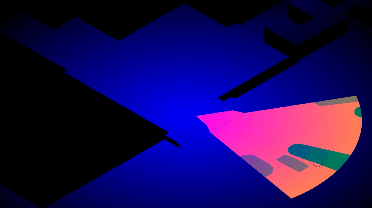 Cone of view overlaid on the gradient texture