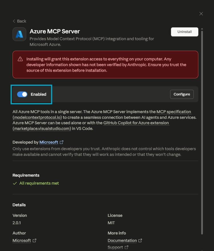 Installation successful