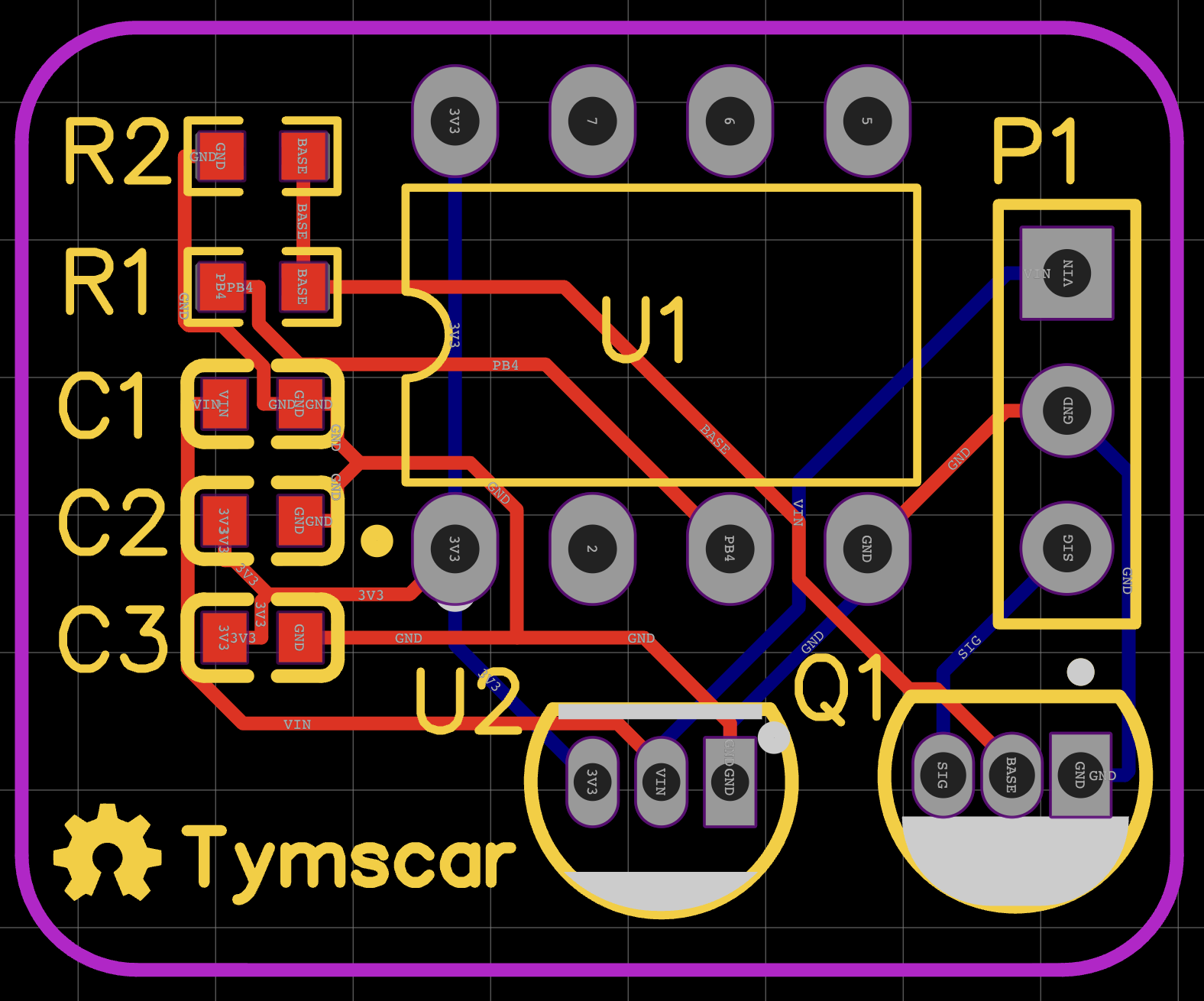 The PCB layout in EasyEDA