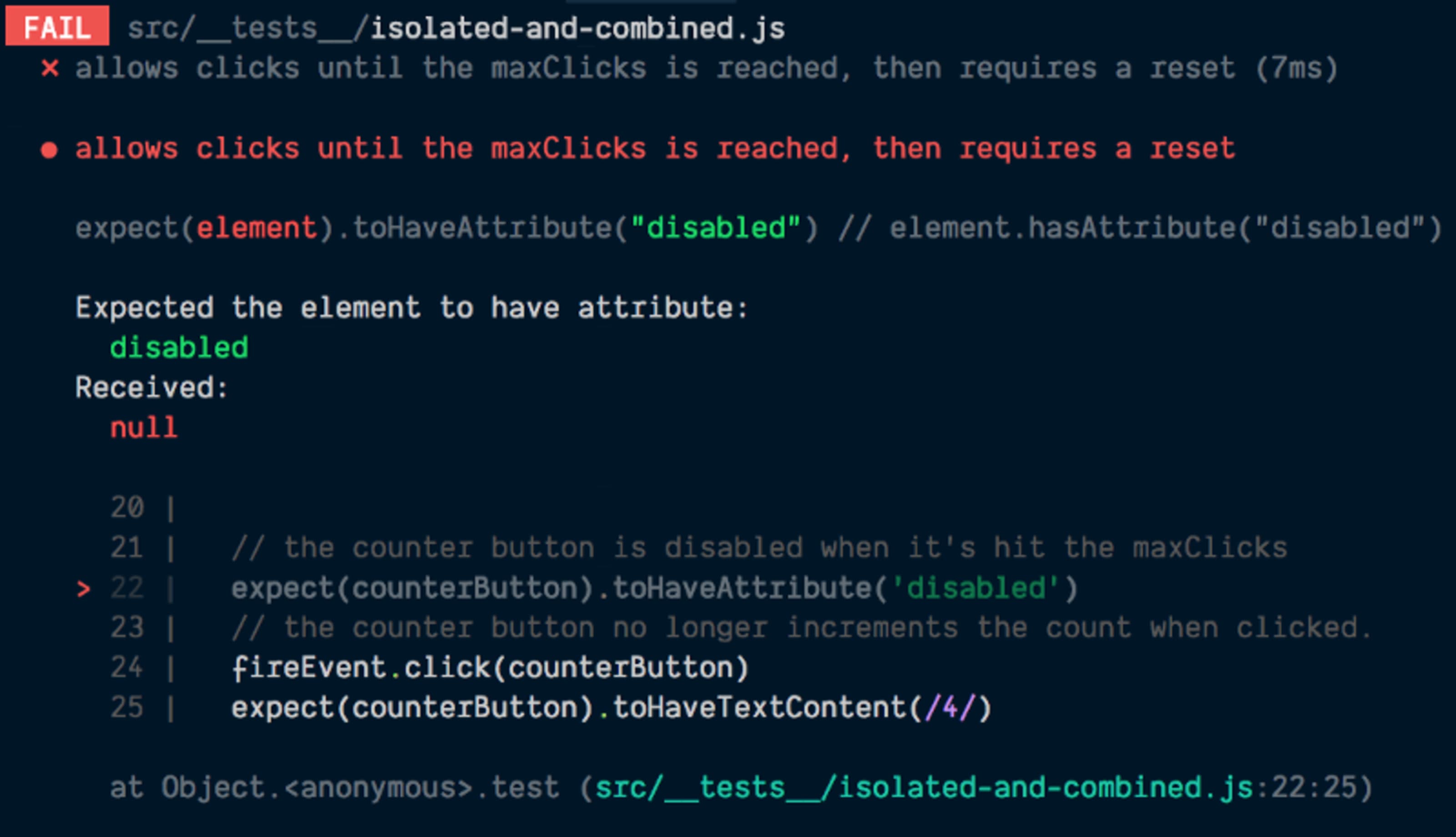 broken tests