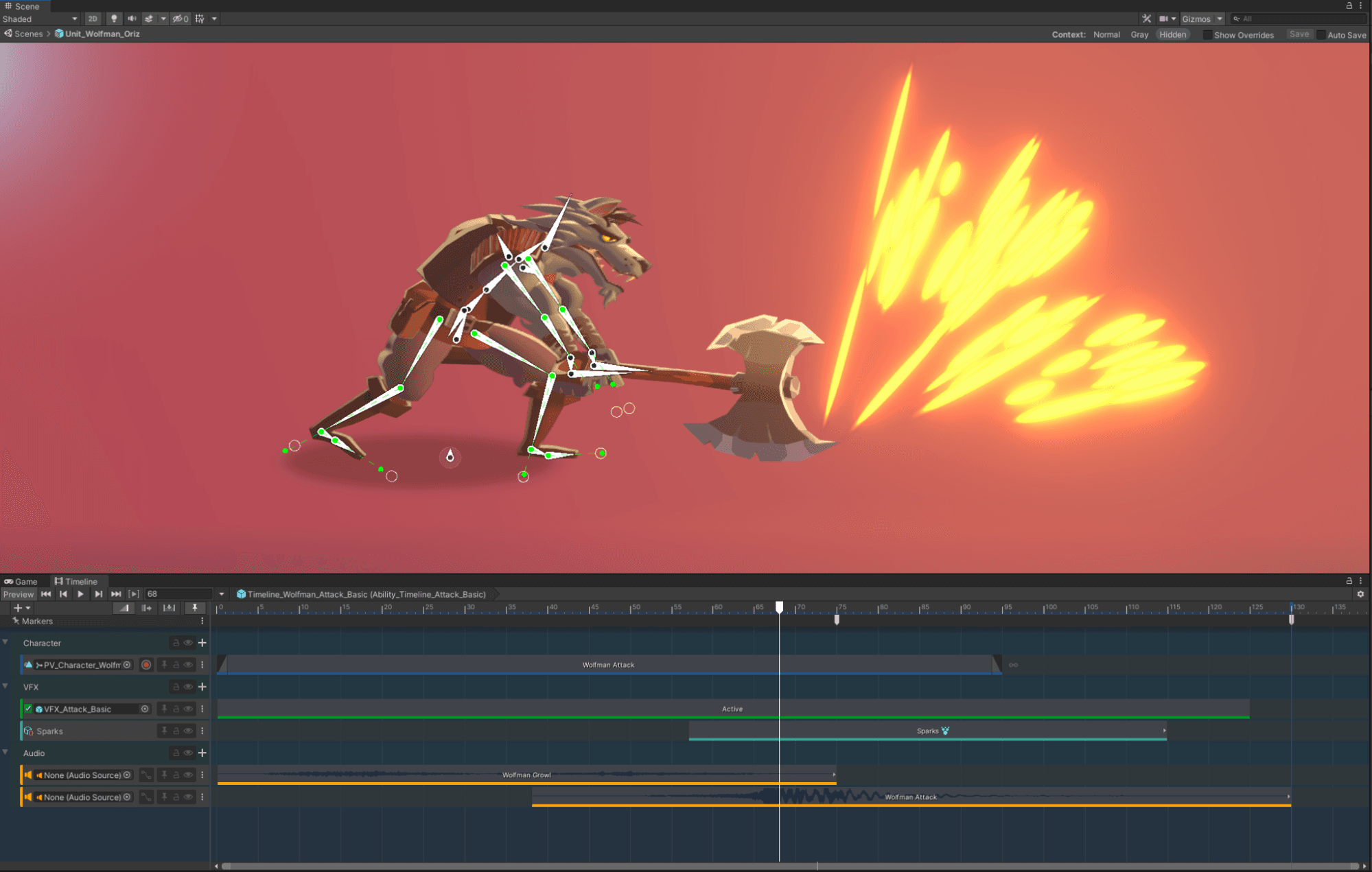 Character slamming an axe down.