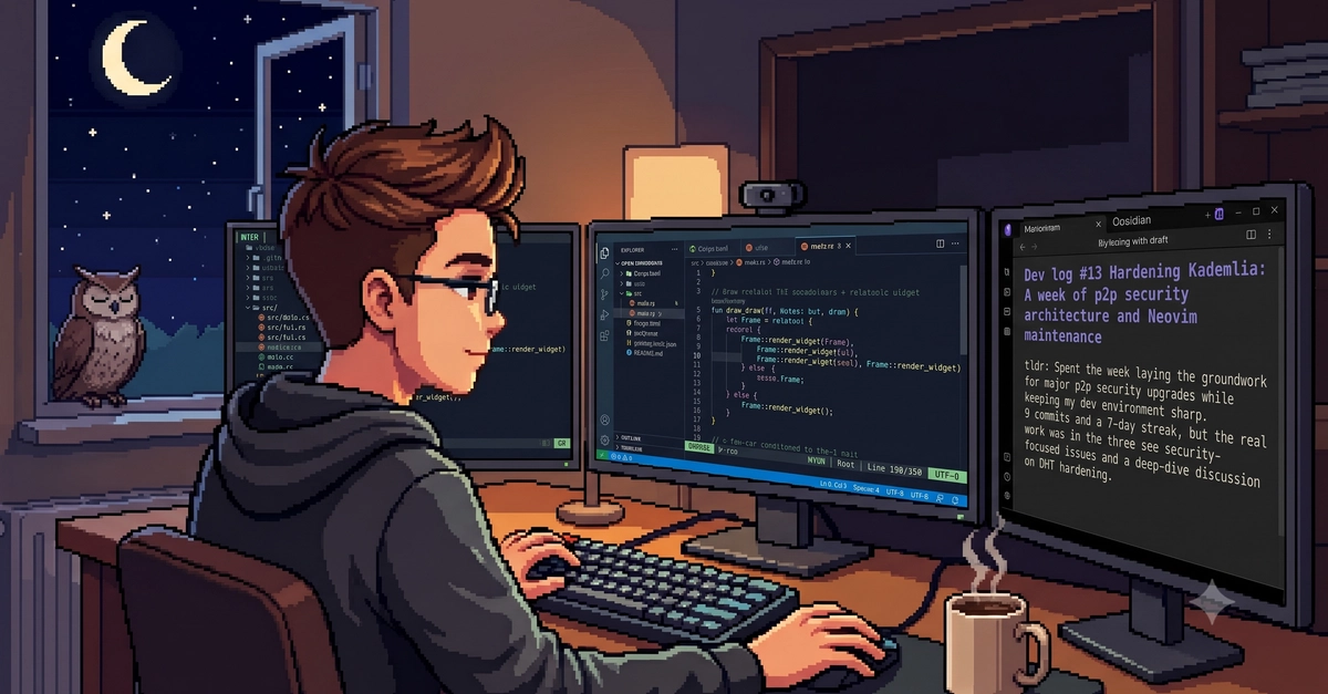 Dev log #13 Hardening Kademlia: A week of p2p security architecture and Neovim maintenance