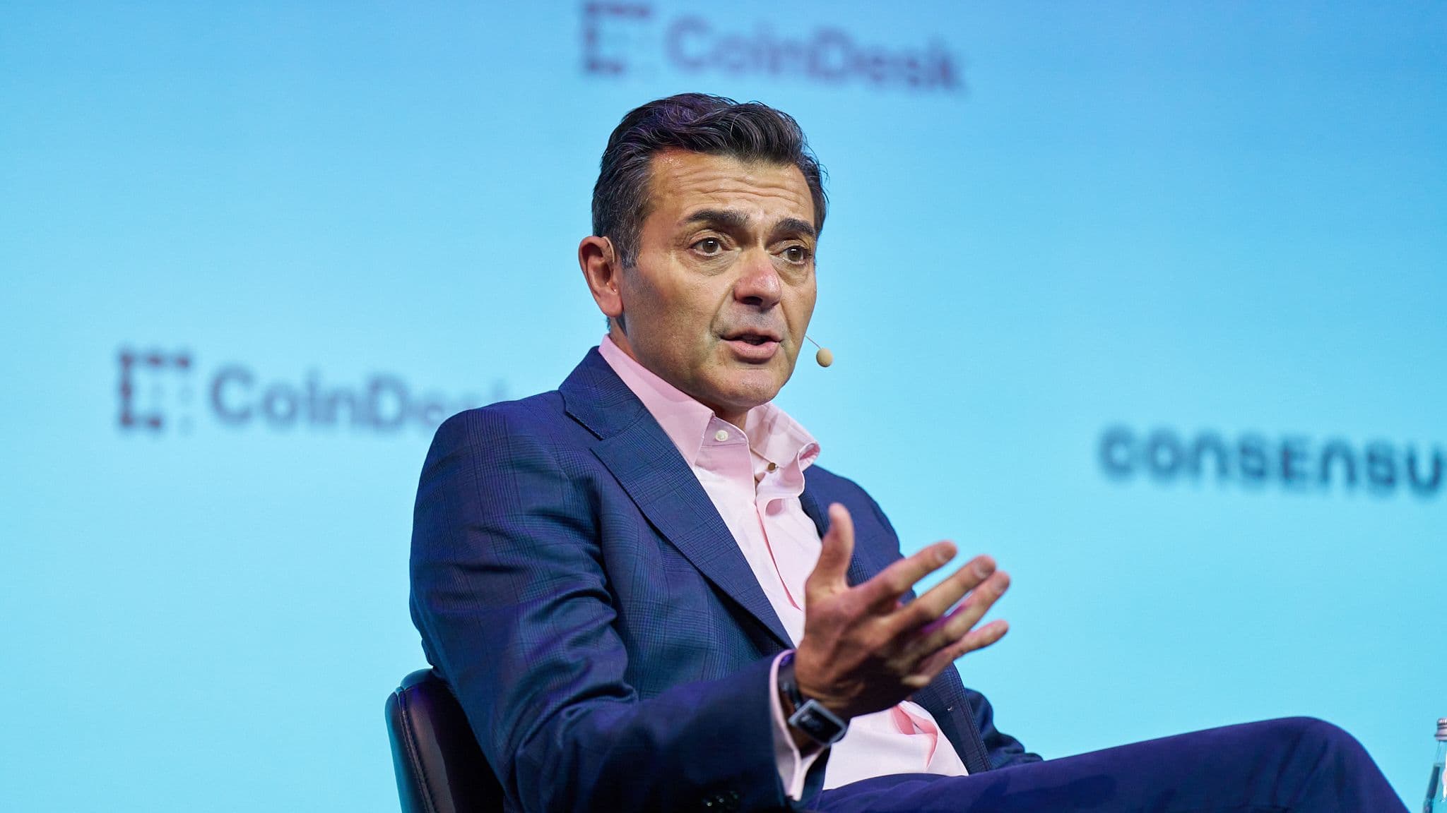 Frank La Salla, President and CEO of the Depository Trust & Clearing Corporation (DTCC) speaking at Consensus 2026 in Miami (CoinDesk)