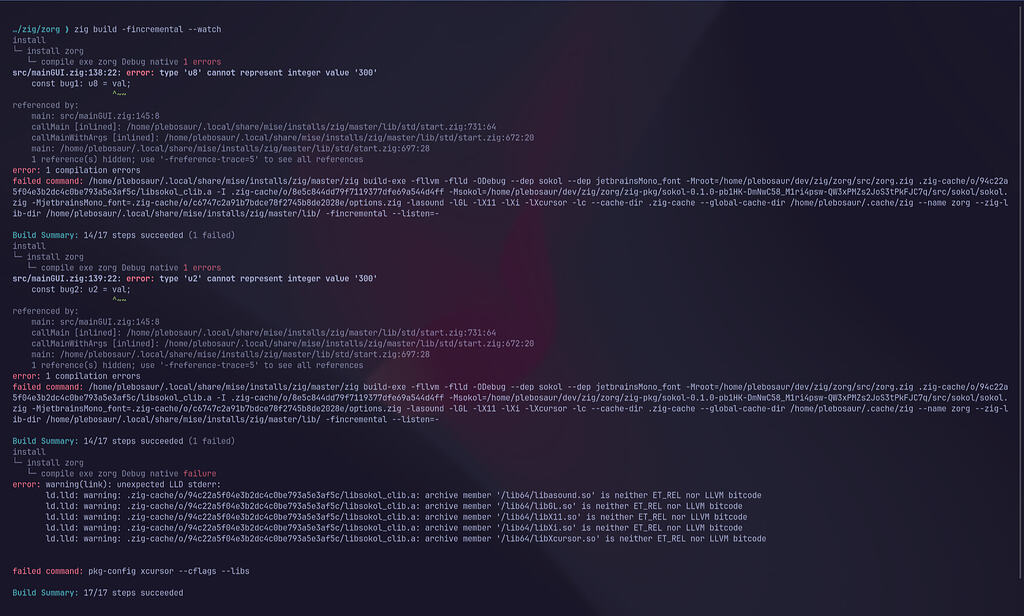 Troubleshooting incremental compilation (0.17.0-dev.657+2faf8debf)