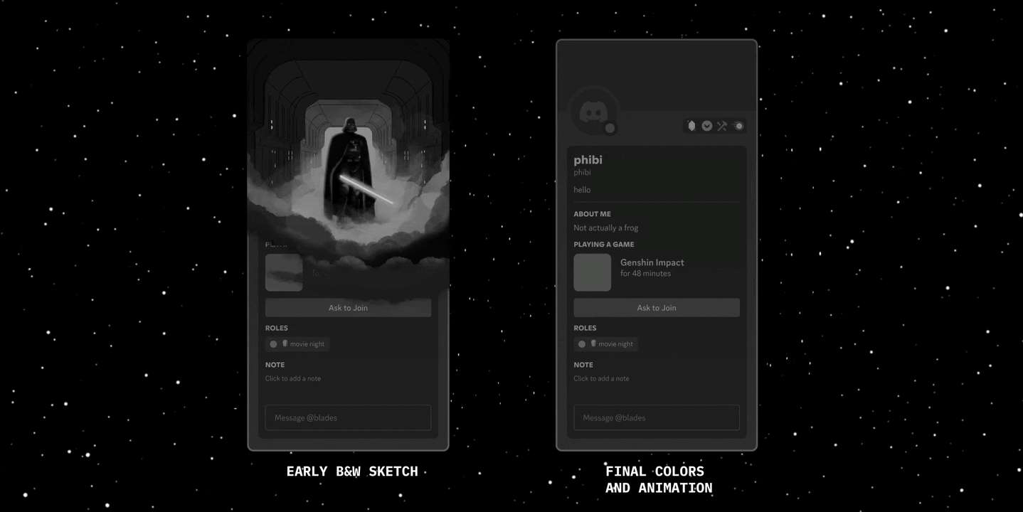 An example of how the Darth Vader item from the collection was created, from drafting to completion.