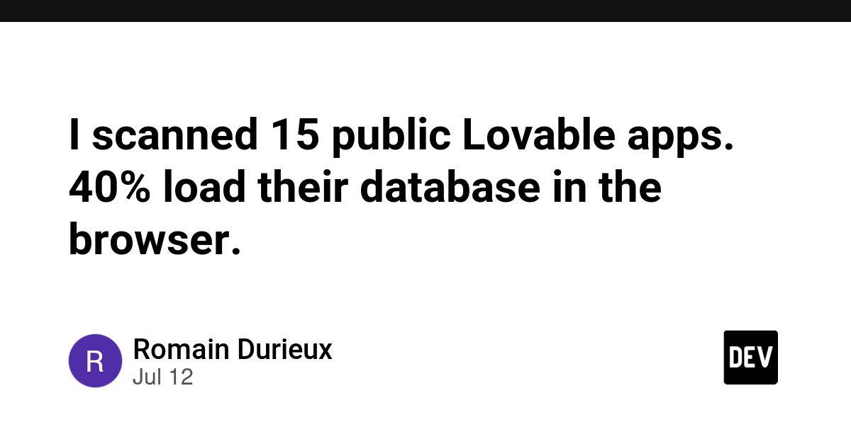 I scanned 15 public Lovable apps. 40% load their database in the browser.