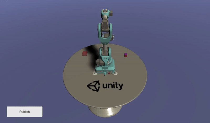 Simulation of a pick-and-place task on a Niryo One robot in Unity using ROS and MoveIt for motion planning