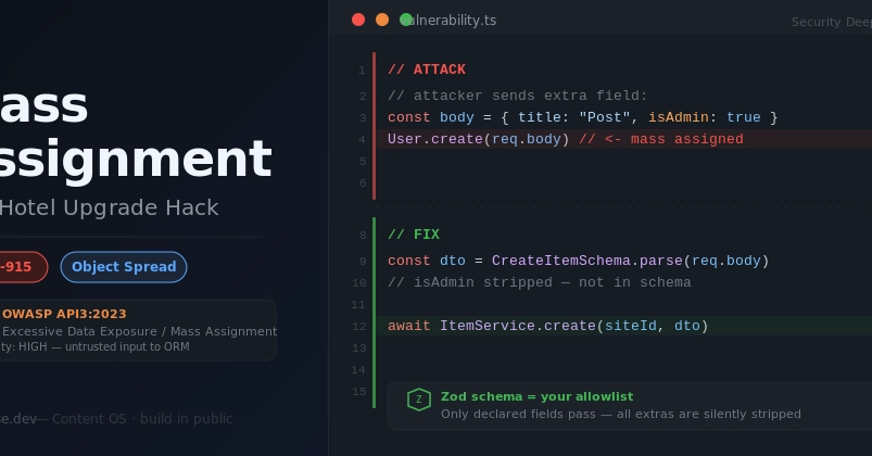 The Hotel Upgrade Hack: Mass Assignment Vulnerabilities in APIs