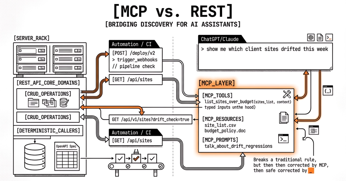 MCP versus API: what assistants need that your REST endpoints do not spell out