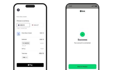 Two screens: Review & Pay → Payment Successful.