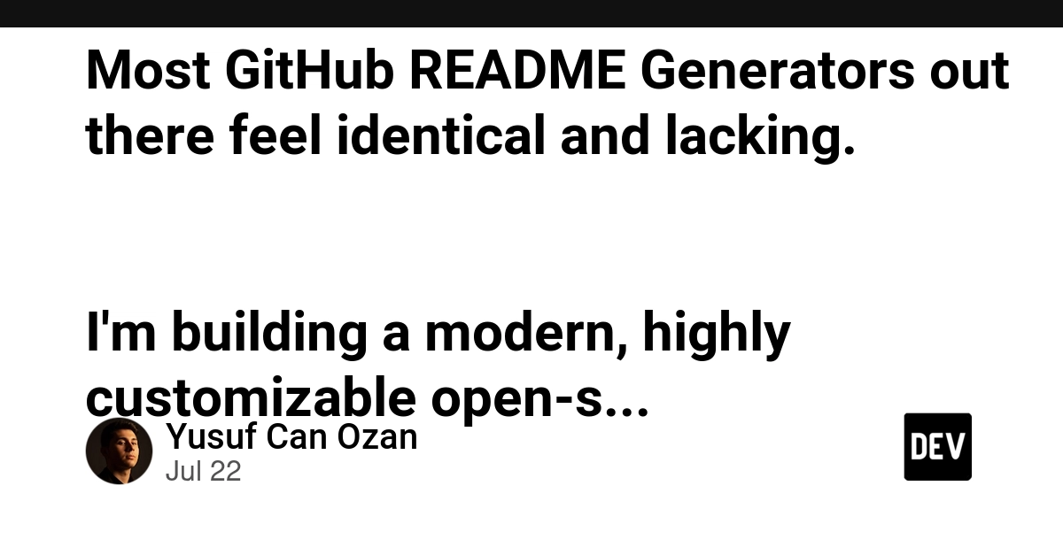 Most GitHub README Generators out there feel identical and lacking. 🤦‍♂️

I'm building a modern, highly customizable open-source tool.

What’s that ONE feature you always wished a profile README generator had? Drop your thoughts below! 👇

#buildinpublic