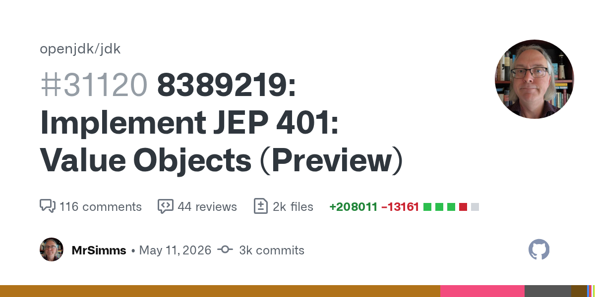 JEP 401: Value Objects (Preview) merged to OpenJDK master